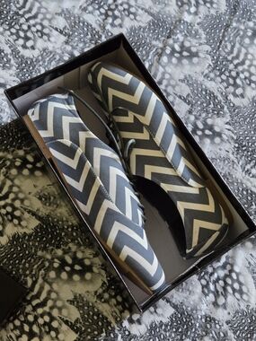 NWOT Quinn Navy and White Chevron Lace Up Loafers Size 10